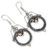 Smoky Quartz Gemstone Handmade Silver Jewelry Earrings 1.5''