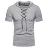 Мужская футболка Pure Color Lace-up Breathable Casual Summer Top для повседневной носки