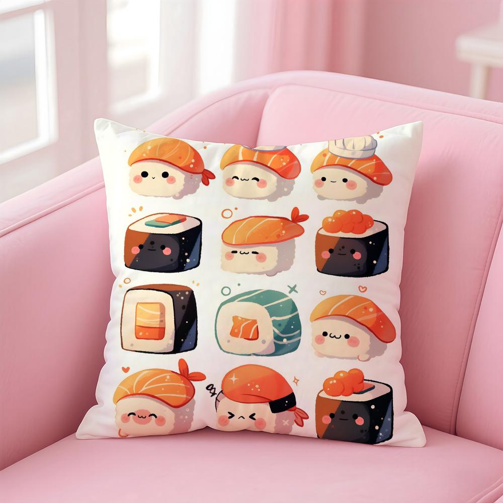 Mini Japanese Food Art Cute Sushi Cushion Cover Pillow Case Soft Skin Friendly Fabric Concealed Zipper