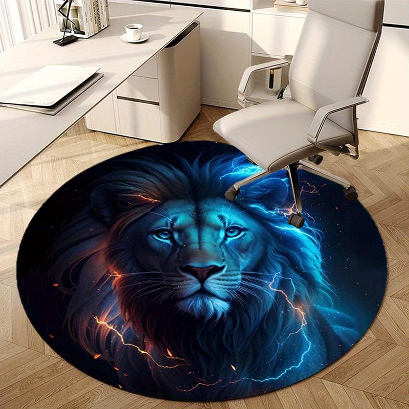 Lightning Lion Round Rug Nonslip Area Rug Office Chair Mat Carpet For Living Room Bedroom Home Decor