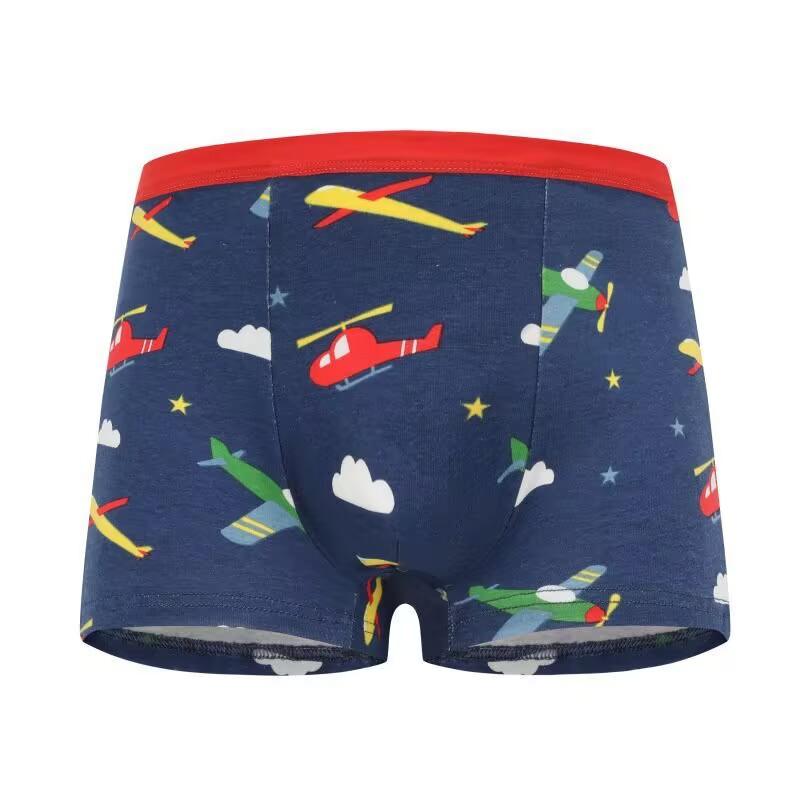 4 шт./лот, хлопковые трусы-боксеры для мальчиков, детские трусы-боксеры для подростков с мультяшным принтом, мягкие детские трусы для детей 2-12 лет