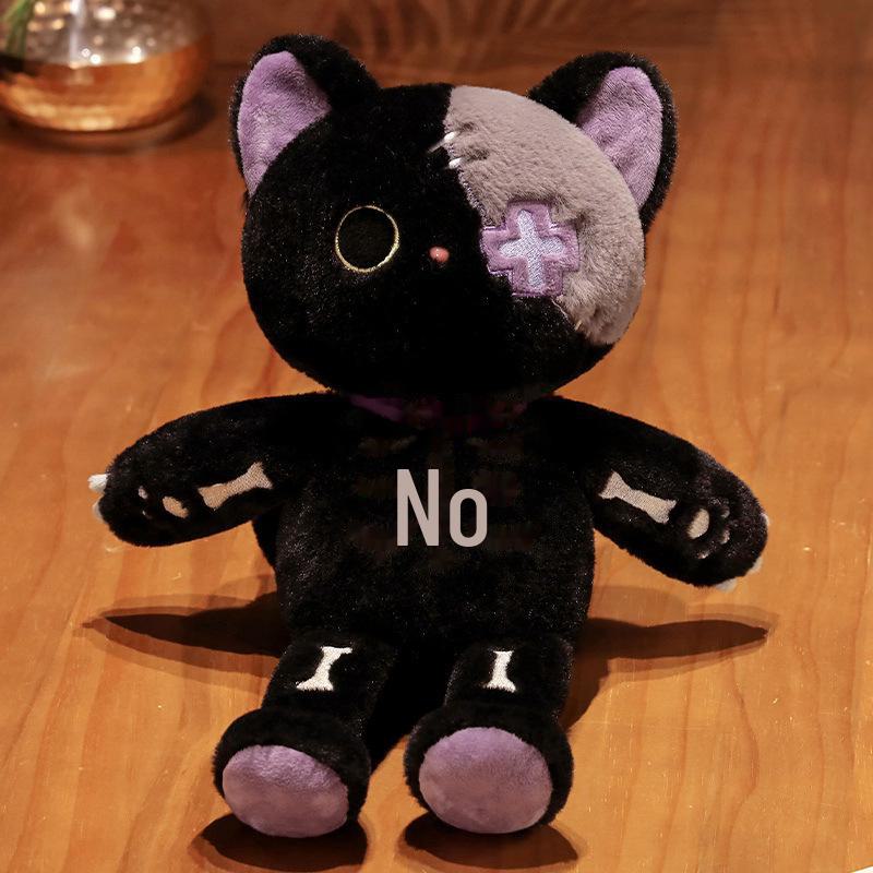 3D Plush Skull Cat Doll - Cute Cartoon Pillow and Creative Gift