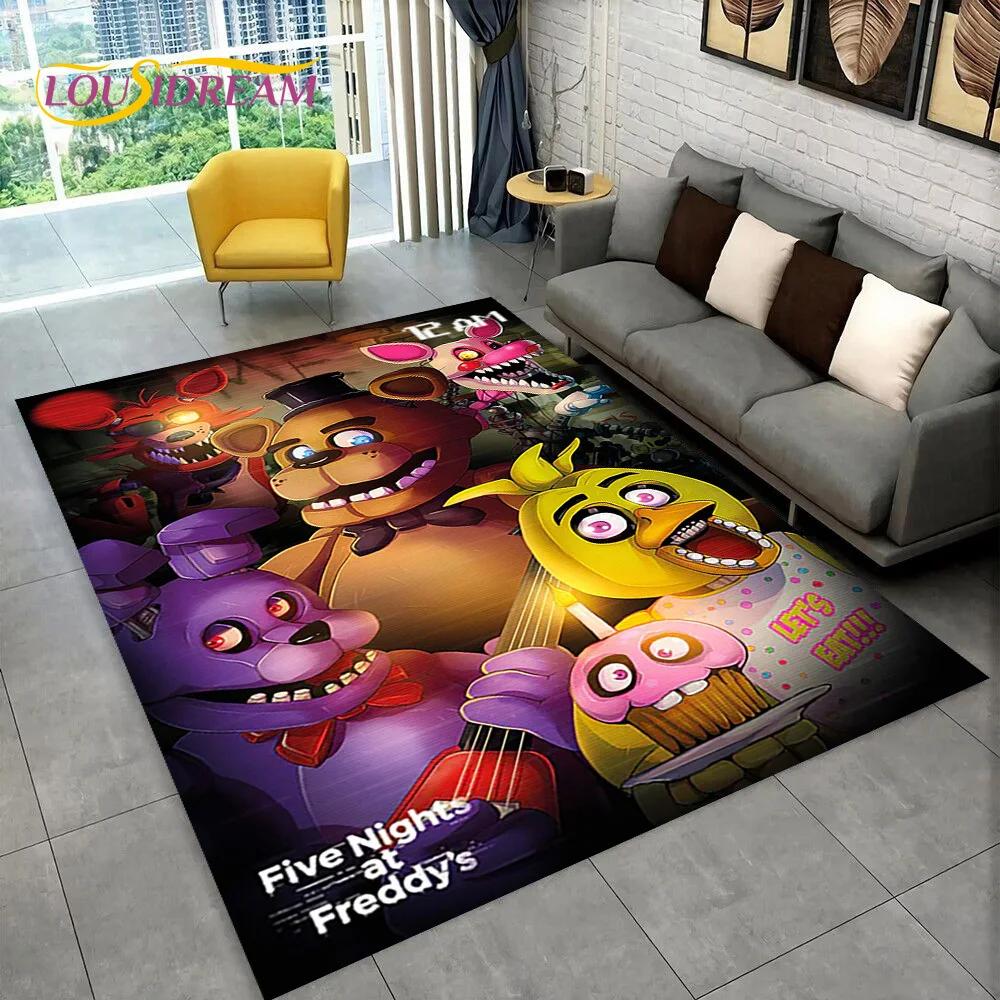 Ковер с изображением Фредди из хоррор-игры FNAF, коврик для дома, гостиной, спальни, дивана, прихожей, декора, коврик для детской игровой зоны, нескользящий коврик для пола
