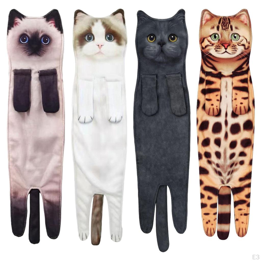 Полотенце для рук с изображением кота, впитывающее, симпатичное, мультяшное, для сушки, 13x55 см, для подарков