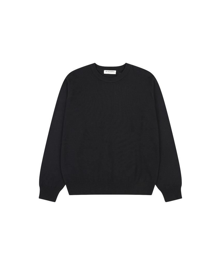 NOWANDTOMORROW Crew Neck Pullover Sweater [Black]