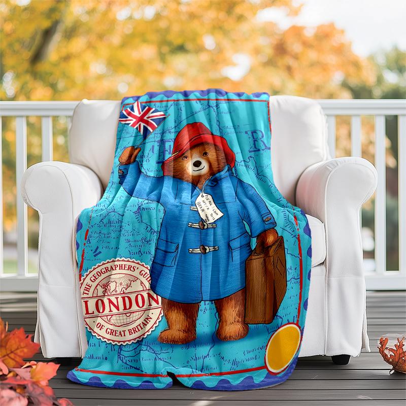 Paddington Bear Theme Printed Blanket - Perfect for Couch, Bed, Travel & Outdoor Use | Machine Washable, Cozy & Durable.