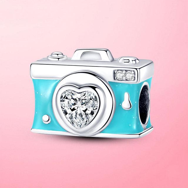 Подвески для путешествий, стерлингового серебра 925 пробы, маленькая девочка, воздушный шар, самолет, камера, висячие подвески, бусины, подходят для оригинального женского браслета, ювелирные изделия