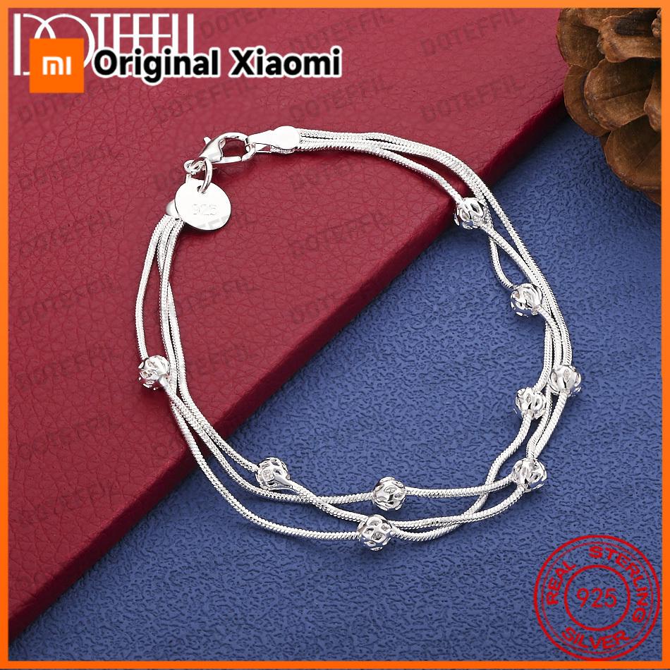 Xiaomi 925 Sterling Silver Delicate Openwork Lucky Bead Bracelet for Women - Fashionable and Elegant Gift, Wedding Accessories