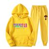 Unisex Oversized Hooded Sweatshirt Jogger Pants Set Multi-Color Letter Print Warm Cotton Blend Loungewear
