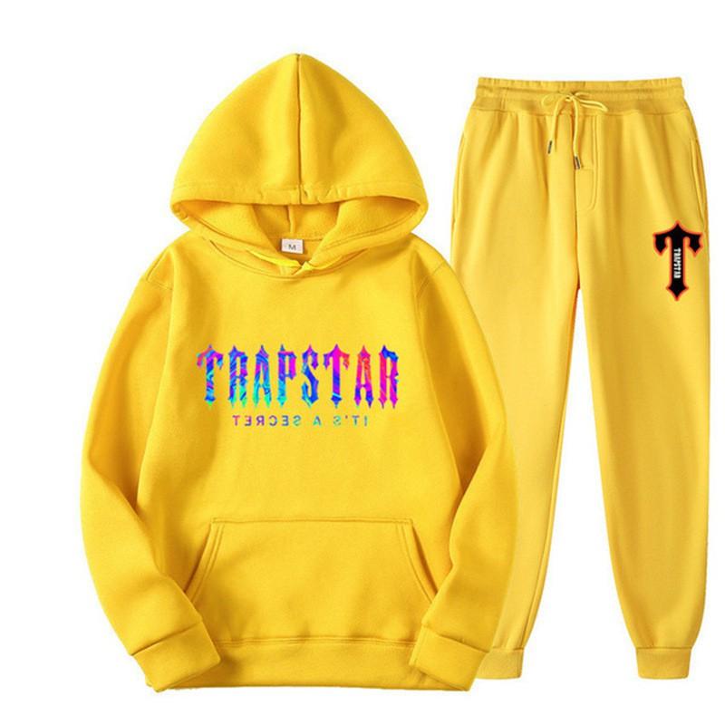Unisex Oversized Hooded Sweatshirt Jogger Pants Set Multi-Color Letter Print Warm Cotton Blend Loungewear