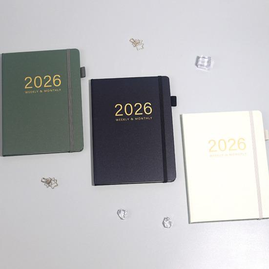 Планировщик на 2026 год A5 в твердом переплете, ежедневник с 12-месячным календарем, отслеживание целей