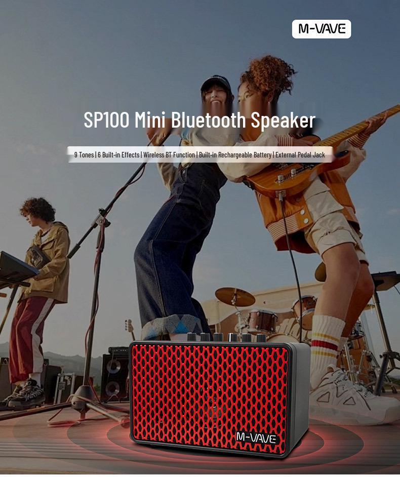 M-VAVE SP100 Bluetooth Портативный гитарный усилитель для выступлений на открытом воздухе и записи