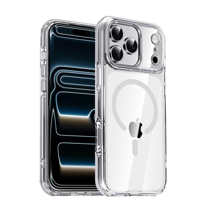 Transparent Magnetic Phone Case IPhone 17 Pro Max With Metal Camera Ring Shockproof TPU Cover Compatible MagSafe