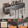 Kitchen Cutlery Holder Wall Mounted Cutter Holder with Hooks Carbon Steel Cutter Storage Rack for Spoon Chopsticks Rust-Resistant Kitchen Utensil