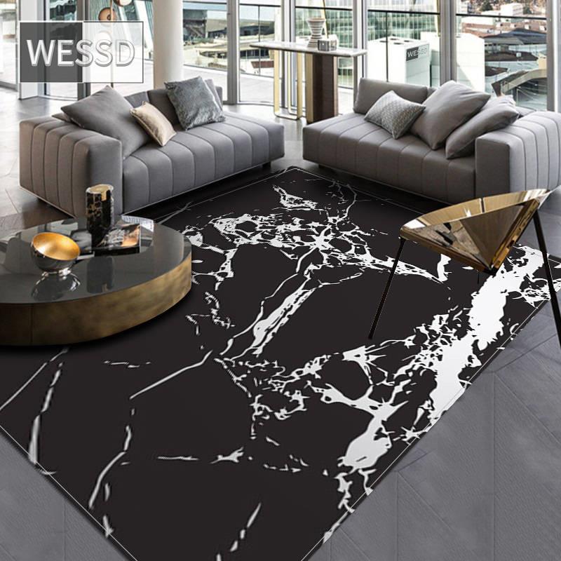Современный черный мраморный ковер для гостиной, роскошный большой коврик для ванной комнаты, впитывающий нескользящий коврик для спальни, коврик для интерьера дома