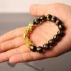 НОВЫЙ черный обсидиановый браслет с бусинами Будды, счастливый браслет-лучший подарок для родителей