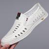 Men'S Sandals Leather Business Hollow Punching Men'S Shoes Soft Sole Hole Dad Leather Shoes White