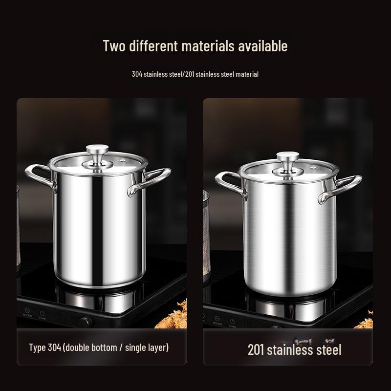 Сковорода большой емкости из нержавеющей стали марки 304 с корзиной — углубленная и высокая для универсального приготовления блюд