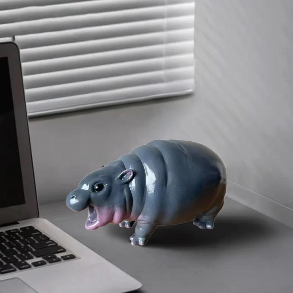 Mini Moo Deng Hippo Ornaments The Bouncy Pig Hippo Resin Figurines Fans Collection