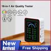 Портативный 18-в-1 монитор качества воздуха AQI CO PM2.5 PM10 PM0.3 TVOC HCHO C6H6 CO2 Детектор Тестер TFT Дисплей Детектор качества воздуха
