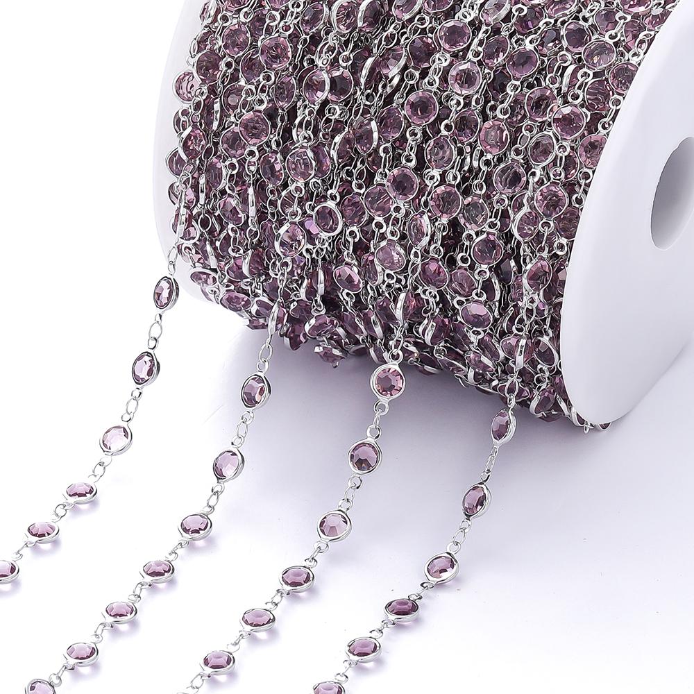 1Meter Colorful Glass Crystal Beads Chain Copper Chains for Necklace Bracelet Jewelry Making DIY Components Accessories