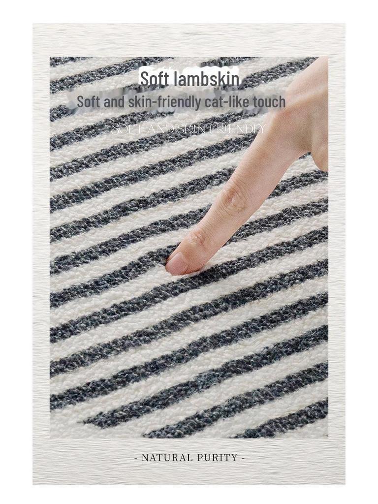 Minimalist Black & White Round Carpet - Thick Imitation Cashmere Chair Mat for Living Room, Study, or Bedroom