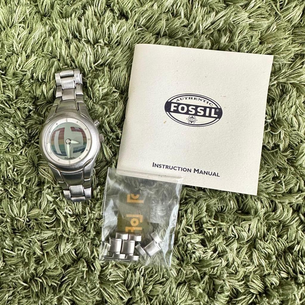 Б/У Хорошее Состояние FOSSIL BIG TIC Fossil Big Chick Часы Радужные