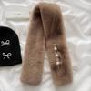 Solid Color Neckerchief Pearl Cross Scarves New Plush Scarf  Women