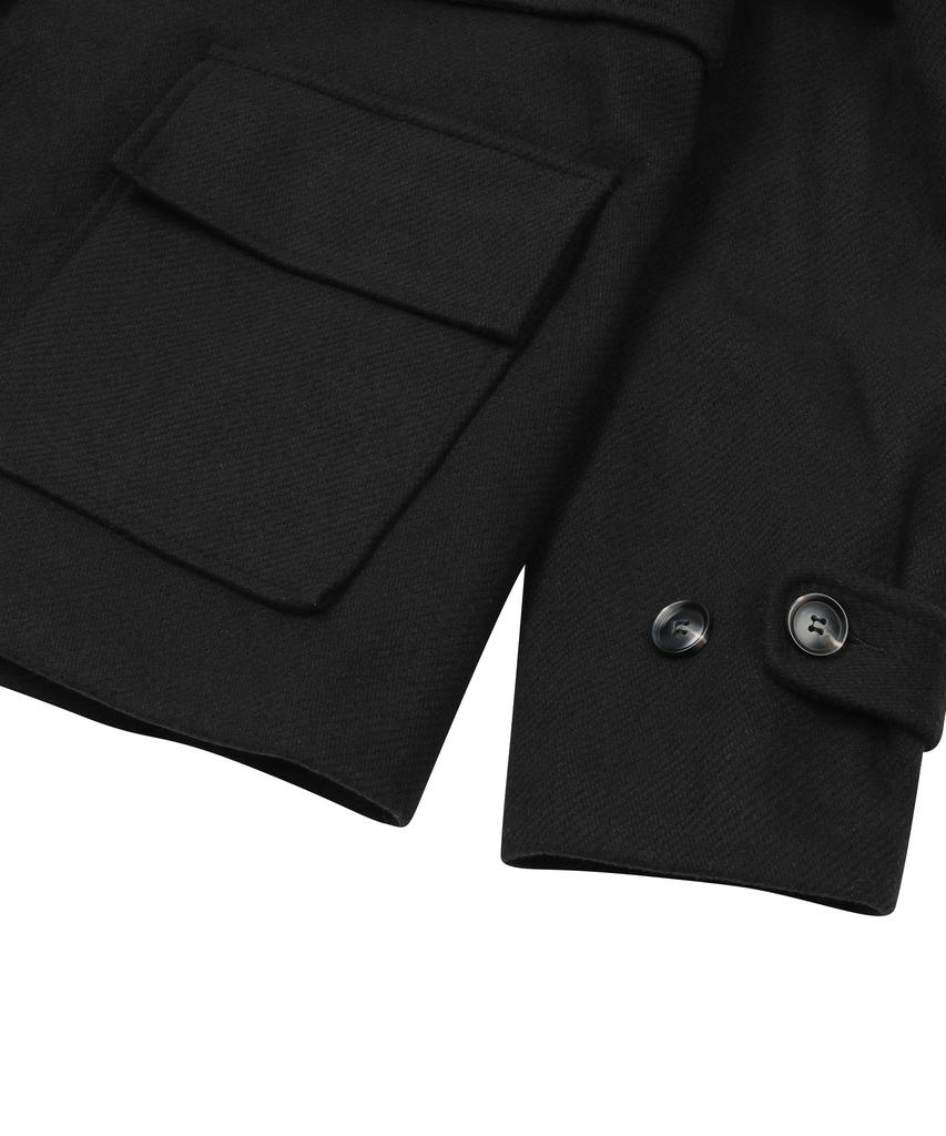 Mucent [Pin Badge Included] Molen Flap Hooded Duffle Short Coat Unisex (2 Colors)