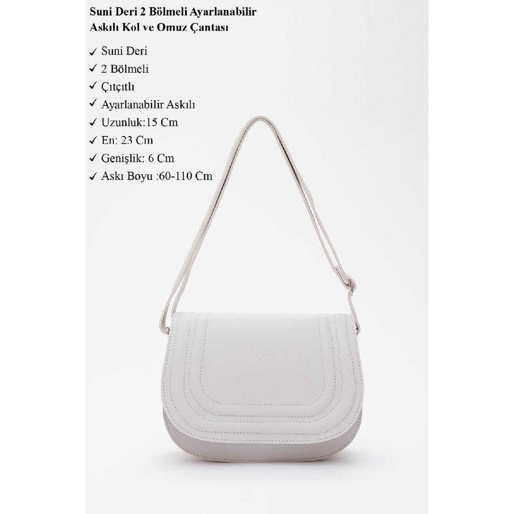 Black Shk93 Artificial Leather 2 Compartment Adjustable Strap Shoulder Bag L:15W:23W:6 Cm