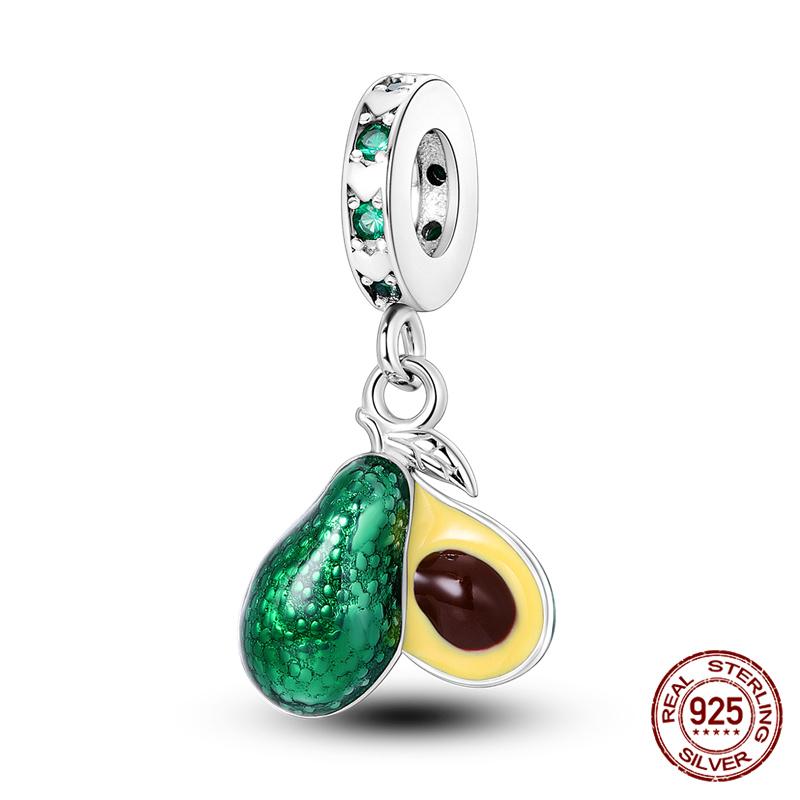 Original Charm Copper Fruit Series Avocado & Cherry Charms Beads Fits 3Mm Original Bracelet Necklace Womens Diy Jewelry Gift