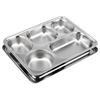 BESTOYARD Stainless Steel Lunch Single Plate with Divided Food Stylish Tableware for Adults and Perfect for Camping and 5 Compartments Plate, Lid,