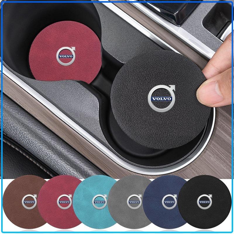 Car leather Water Coaster Non-Slip Mat Car Bottle Holder Insert Pad For Volvo XC60 XC90 S60 S80 S40 V40 V60 V70 V50 XC70