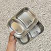 304 Stainless Steel Dining Plate Square Dessert Lunch Box New Divided Snack Plate  Kids Tableware