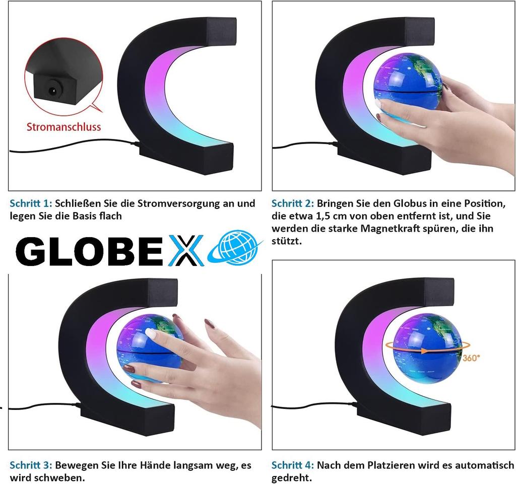 GLOBEX Floating Globe Magnetic World Globe Floating Rotating M. LED Light