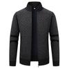 Men's Stand Collar Plus Velvet Thickened Long Sleeve Cardigan Knitted Jacket Men's Warm Sweater
