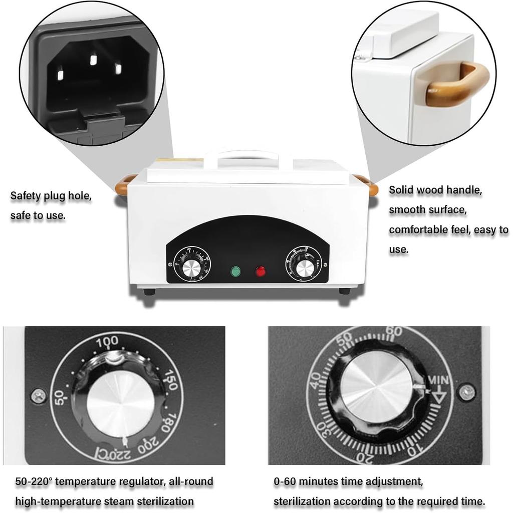 300 Вт Высокотемпературный металлический ящик для очистки инструментов с таймером SPA Маникюр Педикюр Салон Парикмахерская Автоклавы Стерилизаторы для Различных Beauty Волос Ногтей (белый)