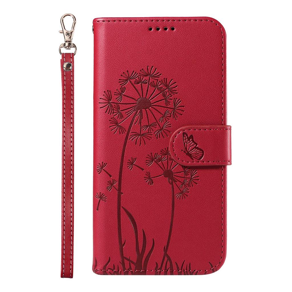 Leather Wallet Flip Case For OPPO A57S A77 A15 A15S A16 A16S A54S A17 A96 4G 5G Dandelion Embossed Design, Card Slots, Wrist Strap