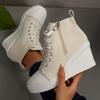Lightweight Wedge Sneakers for Women Fashion Platform High Top Canvas Shoes Woman Zipper Lace Up Casual Walking Shoes Plus Size