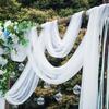 5m Wedding Decoration Tulle Roll Crystal Organza Sheer Fabric For Birthday Party Backdrop Wedding Chair Sashes Decor Yarn
