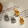 Модные серьги-гвоздики из нержавеющей стали с покрытием 18K золотом, винтажная текстура, для женщин, геометрические, круглые, витые, statement серьги, украшения, Bijoux
