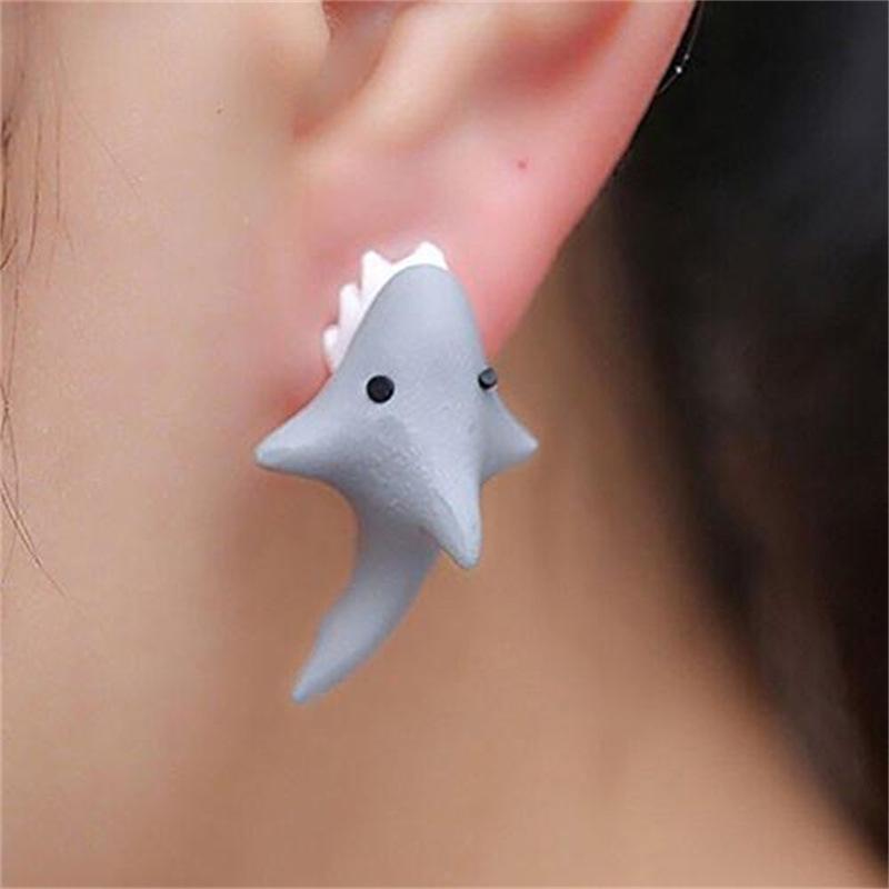 Imitation Animal Biting Stud Earrings Women Shark Fresh Accessories Ear Studs Gift Jewelry