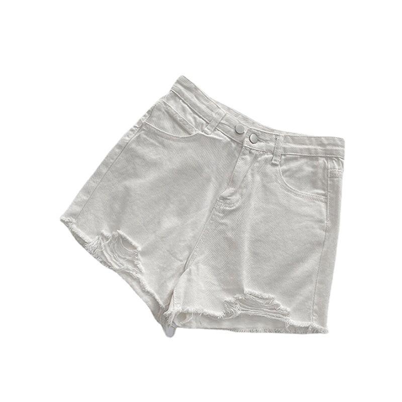 Брюки модные универсальные женские с дырками, черные, серые, с высокой талией, свободные, тонкие, трапециевидные, широкие брюки, необработанные края, летние джинсовые шорты, индивидуальность