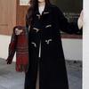 Cow Horn Button Wool Coat Women's Wool Coat Solid Color Cardigan Top