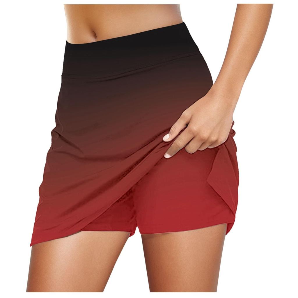 Женские эластичные брюки для йоги, спортивная юбка для гольфа, шорты с градиентным принтом, легкие узкие джоггеры с высокой талией