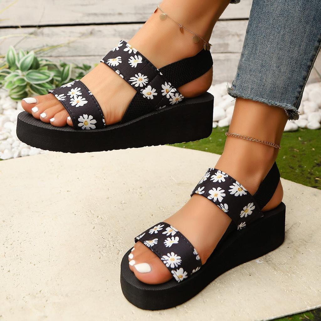 Fashion Women Wedge Sandals Summer Comfort Thick Sole Beach Shoes Woman 2025 Fashion Leopard Print Lightweight Platform Sandals Women