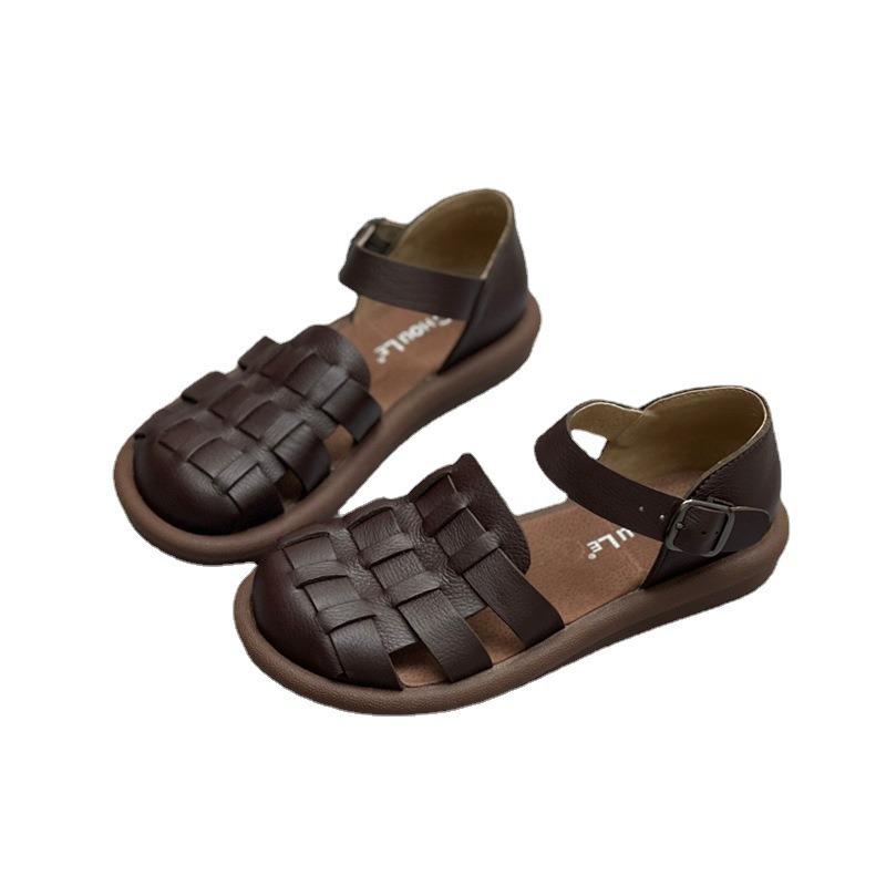 Женские летние сандалии ручной работы из натуральной кожи Повседневные сандалии из коровьей кожи