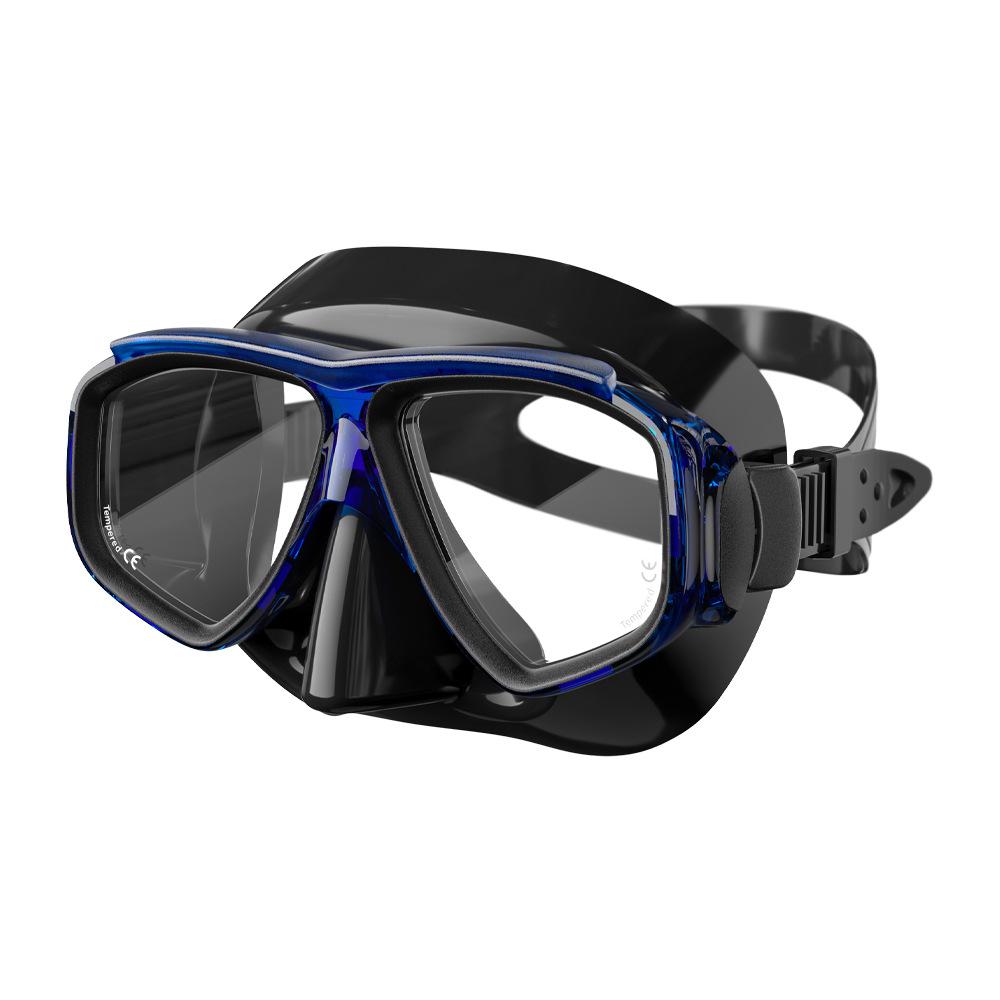 Custom Professional Snorkeling & Diving Goggles Silicone + PC Material 2 Windows Universal Fit