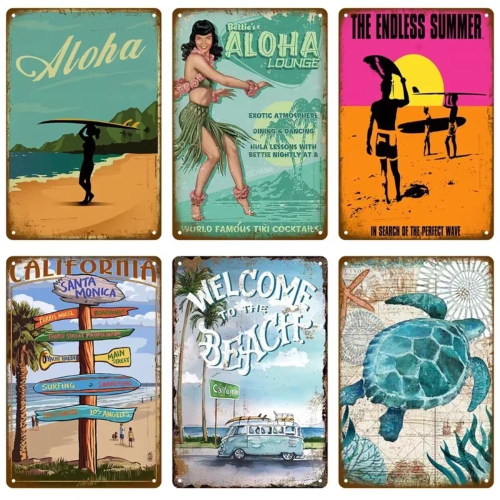 Vintage Decor Placa Decorativa Para Decoración De Del Hogar,Bar, Casa, Playa, Surf, Club, Pintura De Hierro, Arte De Verano
