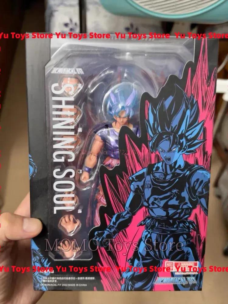 Genuine 15th Anniversary Super Saiyan Blue Goku KaioKen Battle Damaged Articulated Action Figure Collectible Anime Model Toy